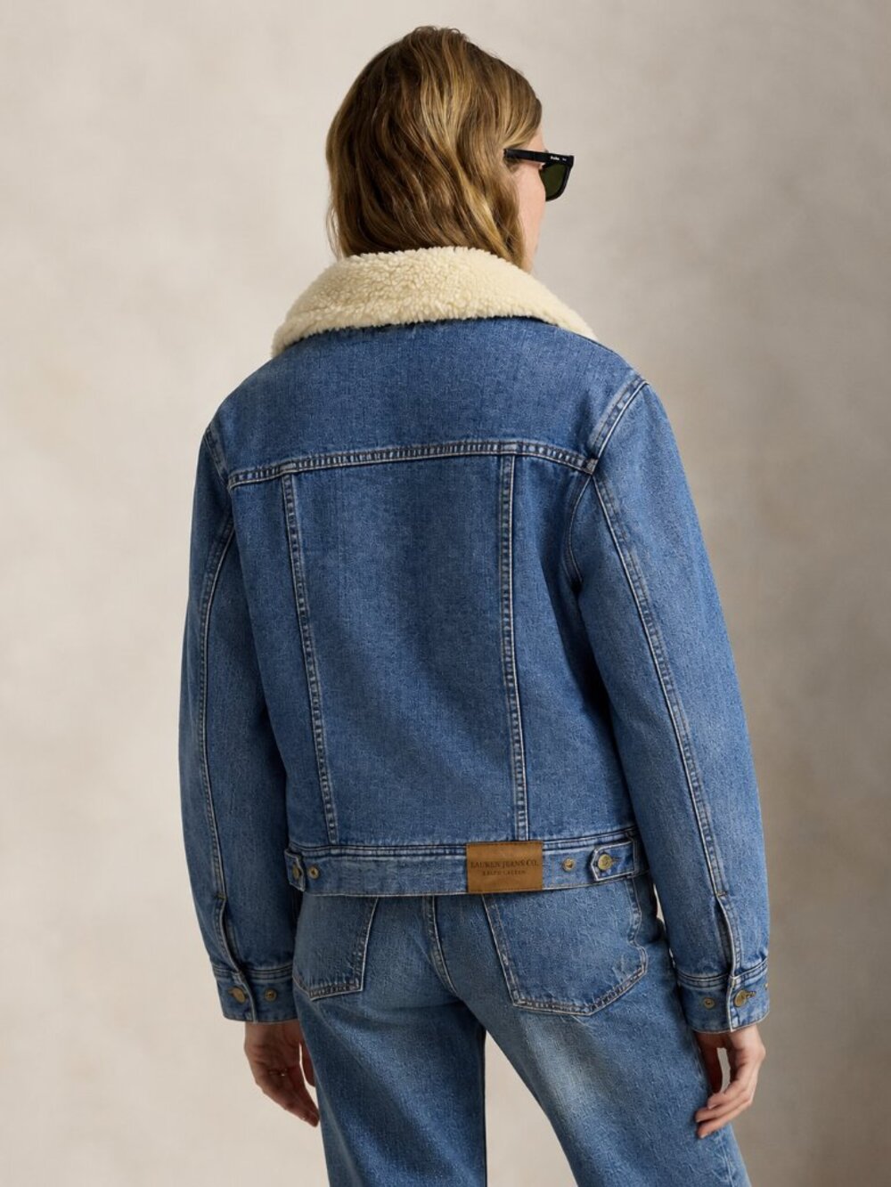 Lauren Jeans Co Ralph Lauren Trucker Shearling Lined Denim Jacket Small - Picture 4 of 5